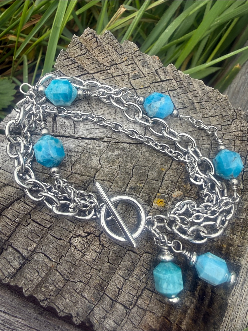 Cloud Apatite Triple Layer Stainless Steel Bracelet